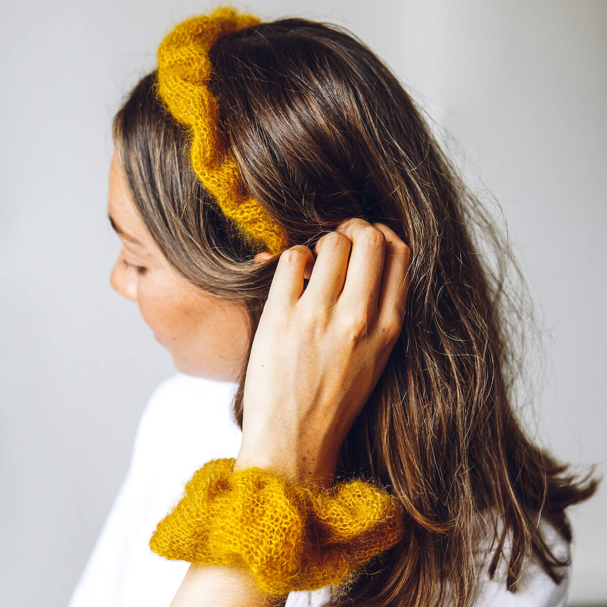 Mustard headband and scrunchie