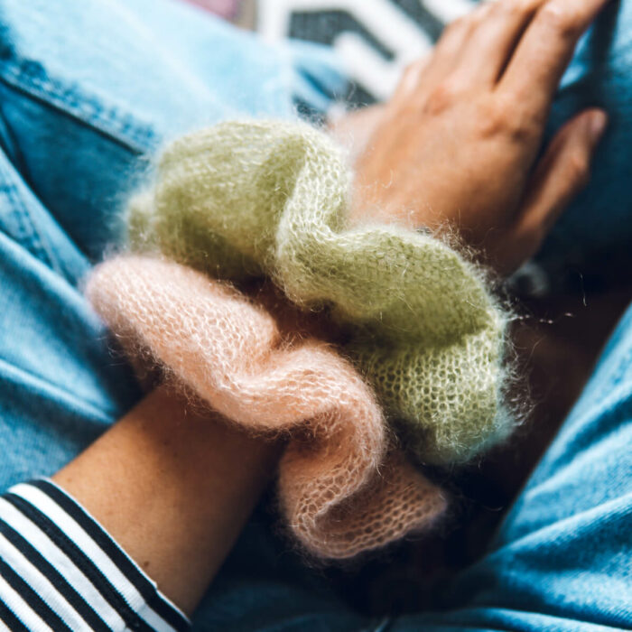Mini Mohair knitted Scrunchie knit kit by Lauren Aston Designs