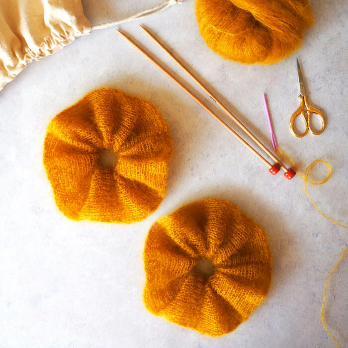 Knit Kit Mini Mohair Scrunchie Set Mustard