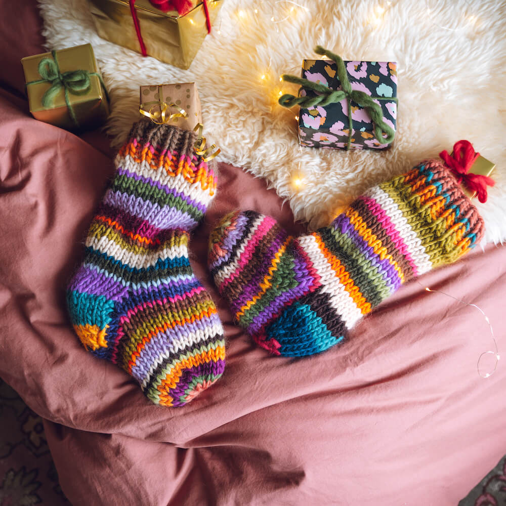 Knitting Kit - 'Fill your Boots' Remnants Christmas Stocking - Lauren ...