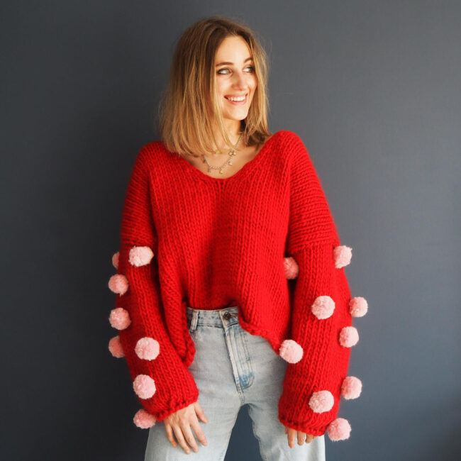 Knitting Kit - Shake Ya Pompoms Jumper - Lauren Aston Designs