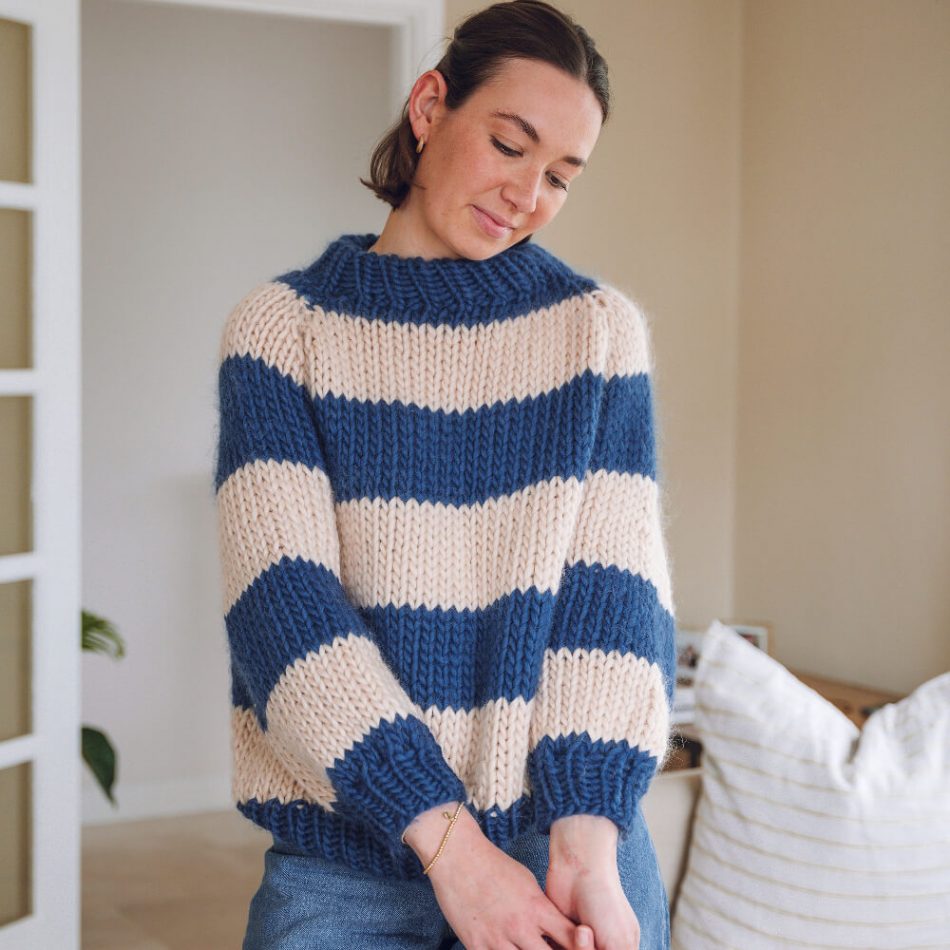 striped roll up knit down