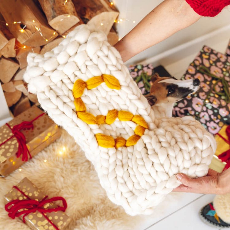 White jumbo personalised stocking 2