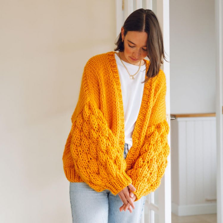 bubble sleeve cardigan