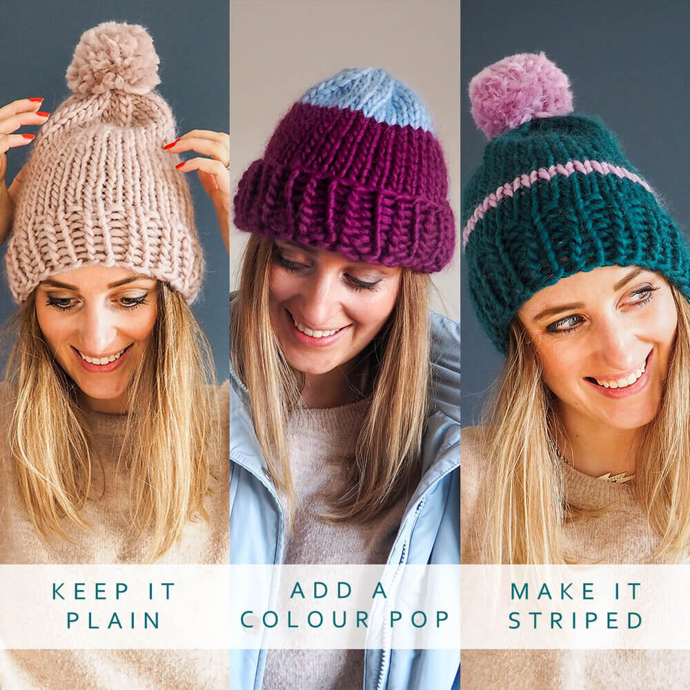 ESKIMO beanie knitting kit-beanie knit kit-wool beanie-winter hat diy set-